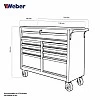 Передвижная мастерская тележка с 9 ящиками и деревянной рабочей поверхностью Weber
