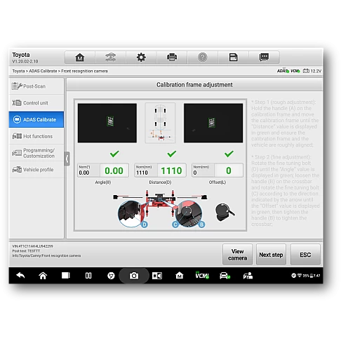ADAS kalibravimo sistema Autel IA800 su optine pozicionavimo sistema